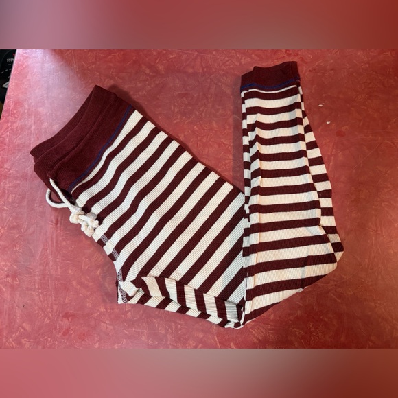 Free People Maroon and Cream Striped Pajama Pant only - Picture 2 of 9